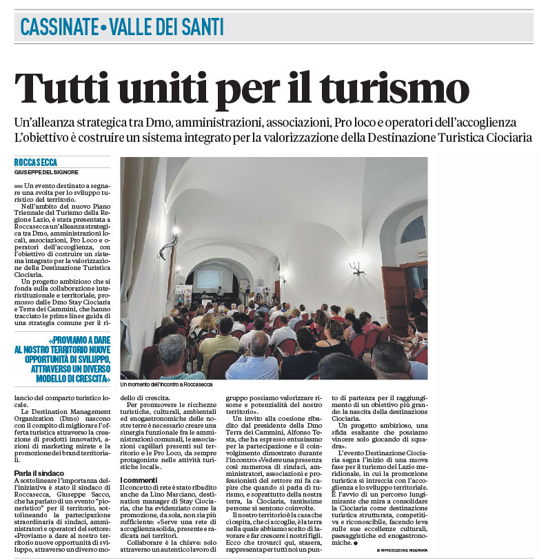 Articolo destinazione ciociaria